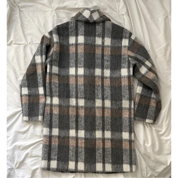 Plaid single breasted shawl-collar coat - Picture 4 of 8